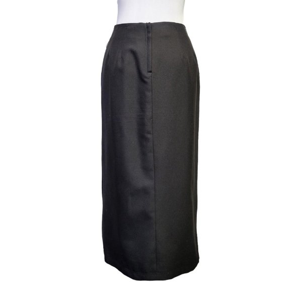 Vintage 60s 70s Jack Fin M/L Black Hi Waisted Maxi Skirt Slit Peekaboo Floral - Picture 6 of 10